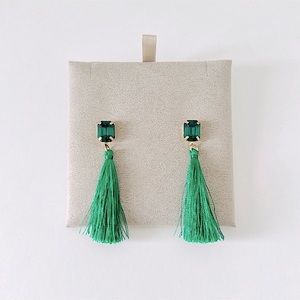 Evergreen Tassel Dangle Earrings
